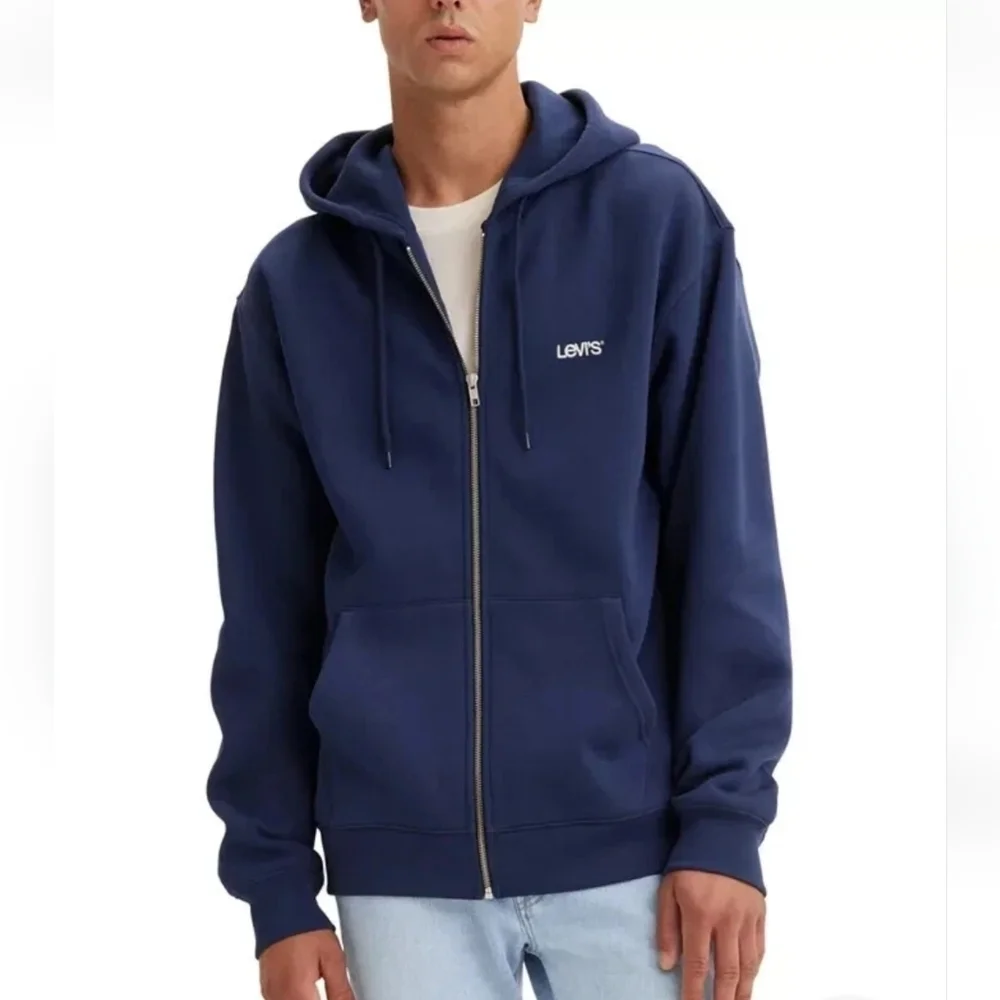 Levi's | Blue Zip Front Hoodie Sweatshirt Jacket Small Logo Size Small
